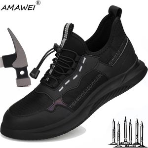 Safety Shoes AMAWEI Steel Toe Safety Shoes Men Lightweight Work Sneakers Puncture Proof Shoes Unisex Coustruction Wear Resistant Boots Size 230720