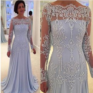 Vintage Long Sleeves Mother of Bride Groom Dresses Beaded Lace Appliqued Women's Formal Dress2362