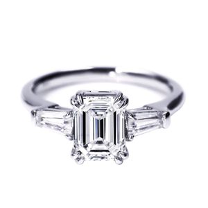 Eheringe Tianyu Gems Sterling Silber 18K echt vergoldet Verlobungsring 7x9mm 3ct Sparkling Diamonds 3 Stones Ring 230721