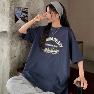 女性用Tシャツビンテージアメリカンストリート大規模なTシャツ女性の夏のトレンディコットンルーズショートスリーブスーパーY2Kシックトップティー230721