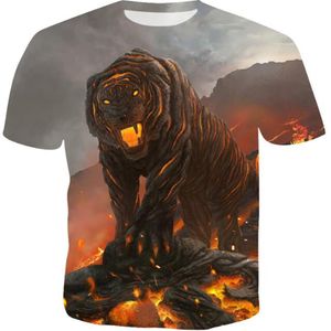 2019 men's large size summer new 3D digital printing casual T-shirt184j