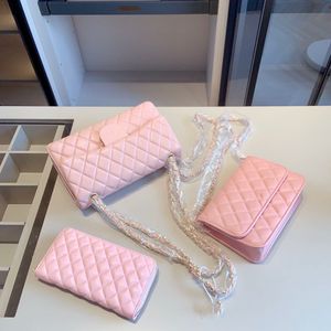 2023 beliebte Mode Handtasche Luxus Material Designer Tasche Rosa Diamant Stickerei Metall Kette Tasche Reichtum Tasche Brieftasche