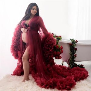 Poshoot veya Babyshower Annelik için Doğum Elbise Gece Elbise Designer Atış Elbisesi Uzun Kollu Balo Elbisesi 2021276c