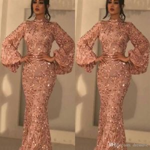 Vintage Rose Gold Gece Gowns Denizkızı Resmi Partisi Bal Balo Elbise Uzun Kollu Afraik Kız Derin Pageant Prom Drseses Özel Yapımı Artı 228m