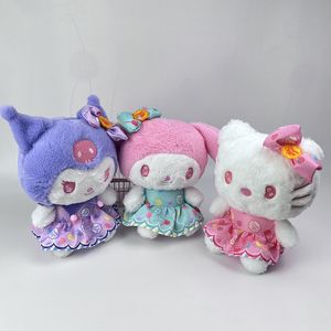 Wholesale anime Kuromi Melody purple pink and white skirt plush toys children's games playmate company corporate activity gift room decoration