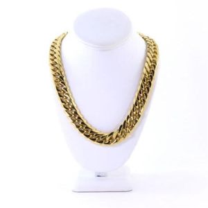 Mens Heavy Large 14k Gold Plated Miami Cuban Rostfri Steel Chain 18 5mm 24''250D