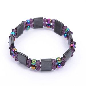 Corrente de elos colorida dupla camada ímã pulseira emagrecimento saúde masculino pedra preta turmalina pulseiras magnéticas para mulheres 333y