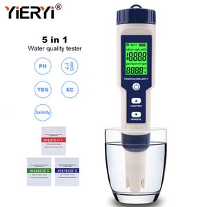 PH -метры Yieryi 5 в 1 TDS EC PH Salinity Meter Цифровой критерий качества воды для спа -бассейнов Aquariums 230721