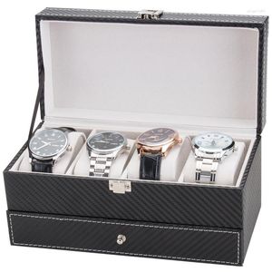 JABITY WOBAKI 4 GRIDY DOUBLE WARTORY Watch Box Pu Skórzane skrzynki obudowy Organizator ze słowem zamek dla kobiet Prezent