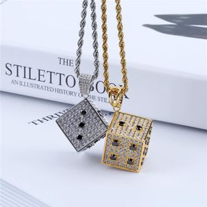 Mes Hip Hop Necklaces Jewlery High Quality Gold CZ Dice Pendant Necklace for Men Women Hip Hop Jewelry Nice Gift195u
