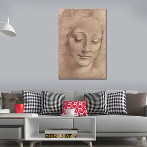 Portrait Canvas Art Testa Di Giovinetta N Leonardo Da Vinci Painting Handmade Classical Artwork Loft Decor