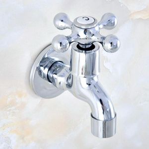 Bathroom Sink Faucets Polished Chrome Brass Wall Mount Mop Faucet Out Door Garden Pool Toilet Single Cold Water Taps Dav153