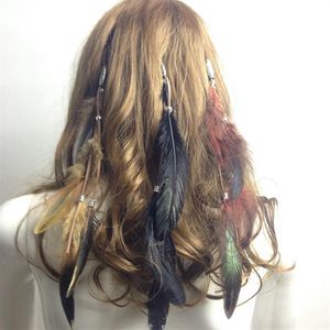 Top Fashion Women Girl's Clip On in feather Hair Extension for Party Brand New Hairpieces accessories with clips230u