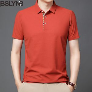 Men's Polos Arrival Men's Polo Shirt Male Business Short Sleeve Wafer Check Turn-down Collar T-Shirt Tops 230720