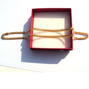 Halsband Teal Real 24 K Fint gult guldfinish Solid Cuban Curb Link Chain Vine275o