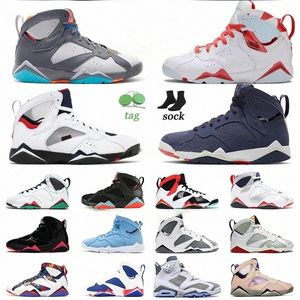 7S 남자 여자 농구화 대학 블루 헤어 7 랩터 보르도 UNC UNC Sapphire Flint Paname Shimmer Greater China Sports Sneakers