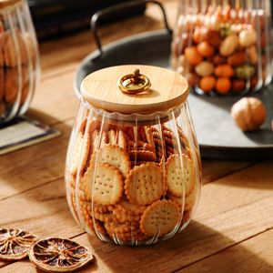 Storage Bottles Household Glass Bottle Vintage Home Decoration Moisture-proof And Airtight Canister Kitchen Food Jar With Wooden Lid Kit