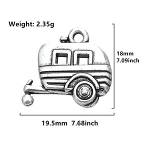 2021 Antique Silver Plated Camping Trailer Charm Travel Pendant Zinc Alloy Metal DIY Jewelry Making292L