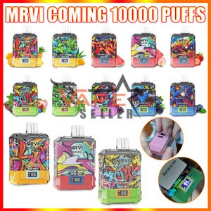 Original MRVI Coming 10000 Puffs Disposable Vape E Cigarette With E-Liquid Power Led Screen Display Airflow Adjustable 650mAh Battery 19ml Pod Mesh Coil RandM Box