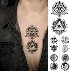 Oko Boga Tymczasowa naklejka na tatuaż urocza małe mini egipskie piramidy geometryczne tatoo ramion ręka ręka mężczyzna mężczyzna Kobiety brokat tatuaż dzieci
