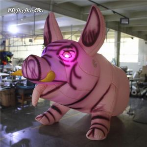 Maiale gonfiabile personalizzato di illuminazione 2 altezza di 5 m Maiale gigante del pallone animale personalizzato della mascotte per la fase di concerto e il parco dello zoo Decorat2101