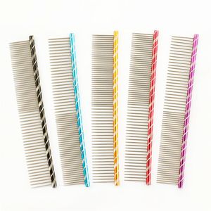 armipet Dog Pet Comb 6062003 Bright Multi-Colored Stripe Grooming Comb For Shaggy Cat Dogs Barber Grooming Tool Salon 5 Color251z