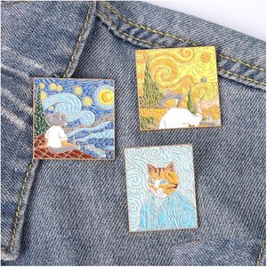 Pins Brooches Funny Adaptation Famous Oil Painting Enamel Pins Custom Artistic Brooch Lapel Badge Bag Cartoon Jewelry Gift For Kids Dh3N9