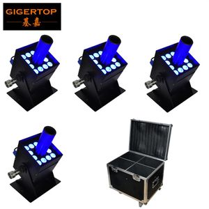 4pcs Lot Flight Case Packing 12x3w Big Lens RGB Led Multi Angle CO2 Jet Led CO2 Jet Equipment212Z