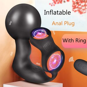 Analspielzeug Großer aufblasbarer Analdildo-Vibrator, ferngesteuertes Prostata-Massagegerät mit Ringvibration, große Analexpansion, Sexspielzeug, geeignet für schwule Männer 230720