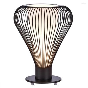 Table Lamps Nordic Black Fabric Cage Shade Study Bedroom Bedside Desk Lights Modern Living Room Home Deco Lighting