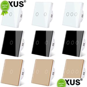 Other Home Appliances New Axus Eu Touch Switch Ac100-240V Led Backlight Panel Tempered Crystal Glass Wall Light Sensory Switches 1/2 Dhmke