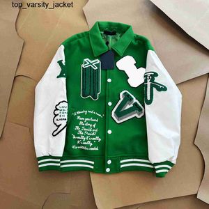 Men's womens new Fashion Brand 2023 Jacket L Vintage Loose Long Sleeve Green Baseball Man's womens Autumn Varsity Casual warm bomber clothing Letterman Jacket