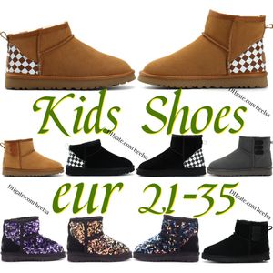 Australien Classic Kids Mini Boots Girls Ultra Uggi Shoes Plaid Snow Boot Baby Toddler Uggitys Sneakers Letter Sequin Children Boys Winter Warm Shoe CH A0FC#