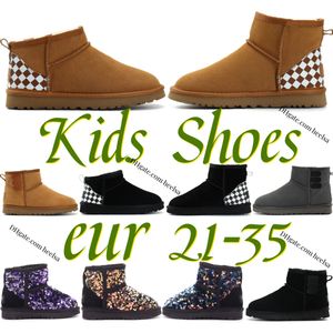 Avustralya Klasik Kids Mini Botlar Kızlar Ultra Uggi Ayakkabı Ekose Kar Boot Baby Toddler Uggitys Spor Deksinler Mektup Sequin Çocuklar Kış Sıcak Ayakkabı CH A0FC#