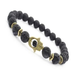 Perlenstränge Armbänder Schmuck Mg0759 Hamsa Lavastein Rauchquarz Armband Fatimas Hand Spirituelle Heilung Wurzelchakra Handgelenk Ma302l