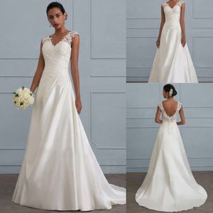Qnpqyx yeni kadınlar batı düğün moda şifon sırtsız dantel elbise düşük yakalı beyaz elbise gelin elbisesi
