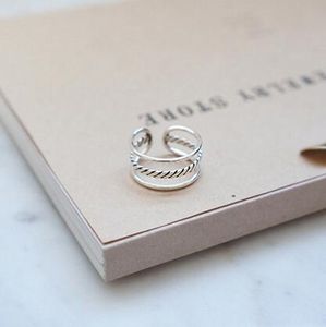 Retro-Stil 925 Sterling Silber drei Schichten offene Ringe für Frauen Vintage-Schmuck Zubehör Kostenloser Versand