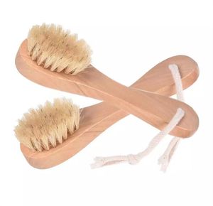 Bath Brushes Sponges Scrubbers Natural Boar Bristles Spa Facial Brush Face With Wood Handle Remove Black Dots Rub Nail Drop JL1662