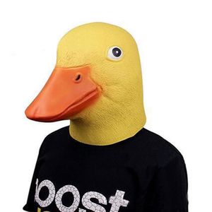 Máscara de pato de látex Patozinho amarelo Máscara de dança Máscara de animal de Halloween Capa de cabeça de ganso Cosplay Festa de dança Performance Truque Adereços