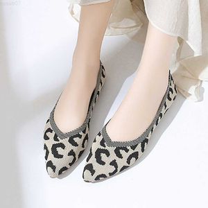 Dress Shoes 2023 Spring Fashion Breathable Leopard Mesh Ballet Flats Pointed Toe Slip On Loafers Flat Shoe Women Casual Soft Sole Boat Shoes L230721