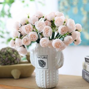 Dekorativa blommor 27 Head Tea Rose Nordic Artificial Flower Chrysanthemum Bouquet Rafiza Home Wedding Decoration