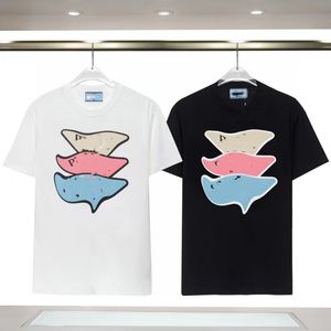 T -shirtdesigner Ny tre färgbokstäver utskrift 2023 Summer använder 230g Strand 32 Räkna tätt dubbel garn bomullstyg som mjuka män mode skjortor storlek s xxxl
