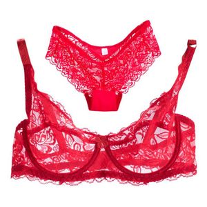 Bras sätter sexiga transparenta kvinnor bh set underkläder ultratunna och trosor spets braltett kort b cup underwear2486