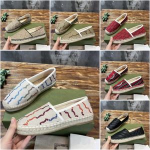 Designer Matelasse Canvas Jacquard Espadrille Luxury Double G Fisherman Leather Espadrilles Women Casual Spring Loafers Shoe Sandals