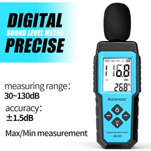 Lärmmessgeräte Aicevoos Digitales Schallmessgerät Dezibelimeter 30 ~ 130 dB Messen Sie Dezibel Schallpegel Lärm Decibelios Dezibel-Monitor 230721