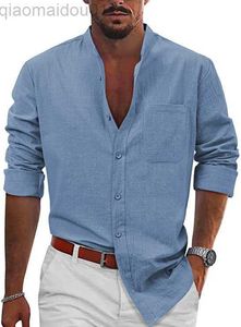 Men's Casual Shirts New Men's Casual Blouse Cotton Linen Shirt Loose Retro Tops Long Sleeve T Shirt Spring Summer Casual Handsome Men Shirts Pocket L230721