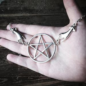 Pendant Necklaces Silver Color Pentagram Pagan Necklace Alter Lnspired Long Big Gothic Classical Occult Dark Gift Men 2021 Fashion265J