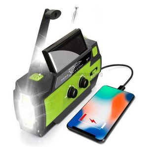 4000mAh Radio portatile Radio FM / AM / WB torcia con altoparlante Radio meteorologiche di emergenza Lampada multifunzione Solar Powered manovella luci torcia di ricarica USB