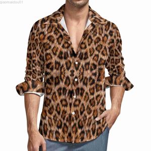 Camicie casual da uomo Camicia con stampa leopardata Uomo Stampa pelle di animale oro Camicie casual Street Style Camicette grafiche Manica lunga Novità Top oversize Regalo L230721