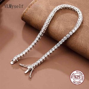 REAL 925 Classic 15-21cm Tennisarmband smycken 2mm 3mm 4mm 5A Zironia Eternal Wedding Luxury Sterling Silver Armband288s